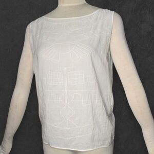 Vintage Rare Issey Miyake Embroidered Cotton Sleeveless Top Tank S As is